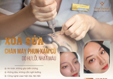 Xóa Sửa Chân Mày Phun Xăm Cũ Do Hư Lỗi, Nhạt Màu