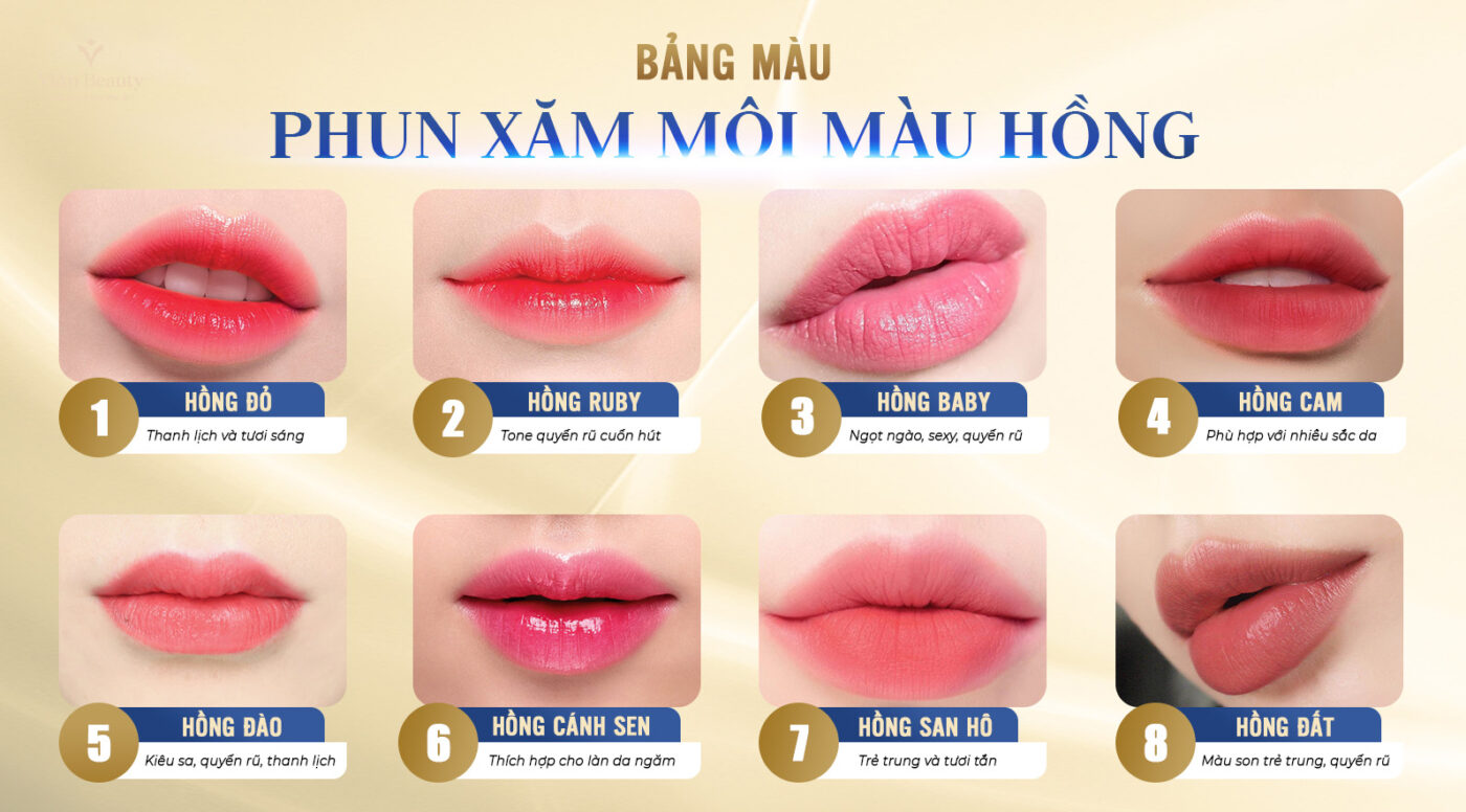 Bảng Màu Phun Xăm Môi